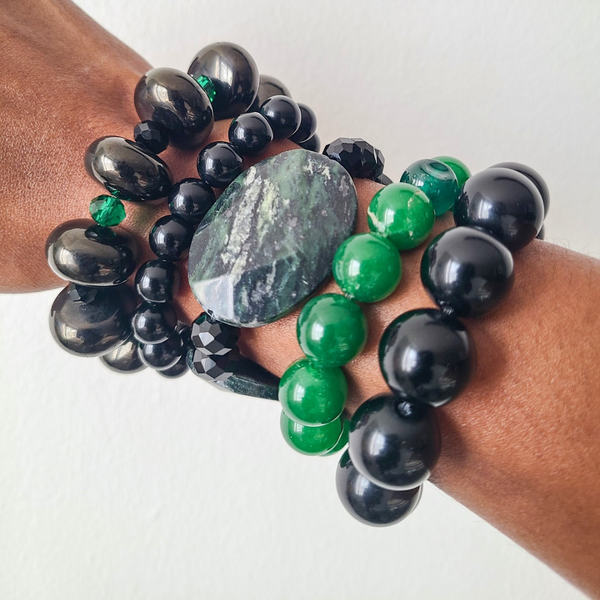 Maxi "Emerald Jet" Bracelet Stack