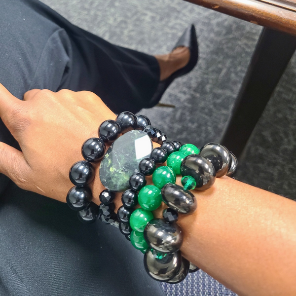 Maxi "Emerald Jet" Bracelet Stack