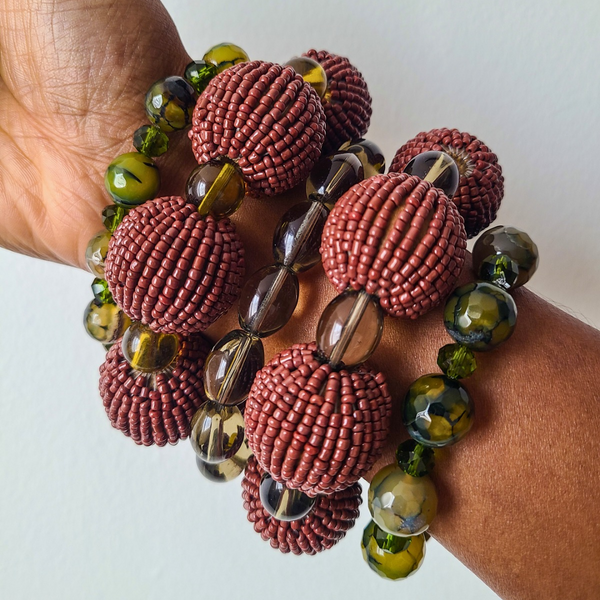 Maxi "Coco Olive" Bracelet Stack