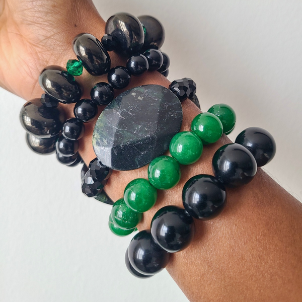 Maxi "Emerald Jet" Bracelet Stack