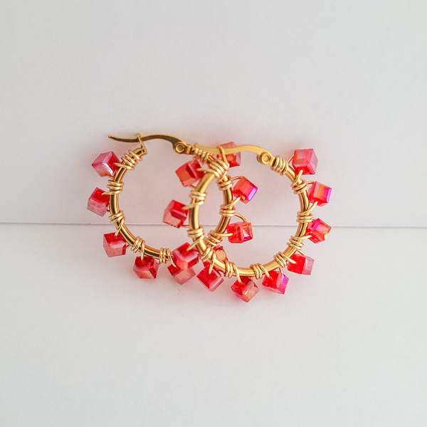 Mini Jessi "Red" Hoops (Gold)