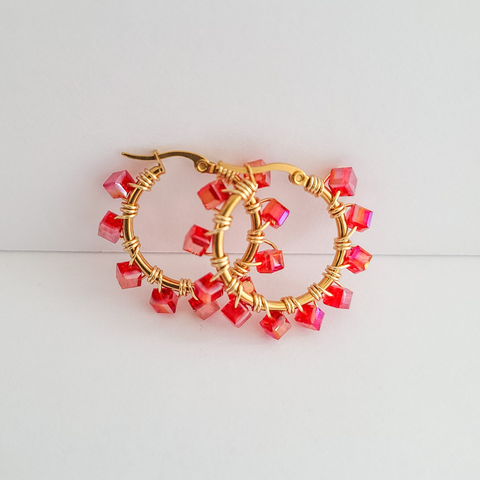 Mini Jessi "Red" Hoops (Gold)