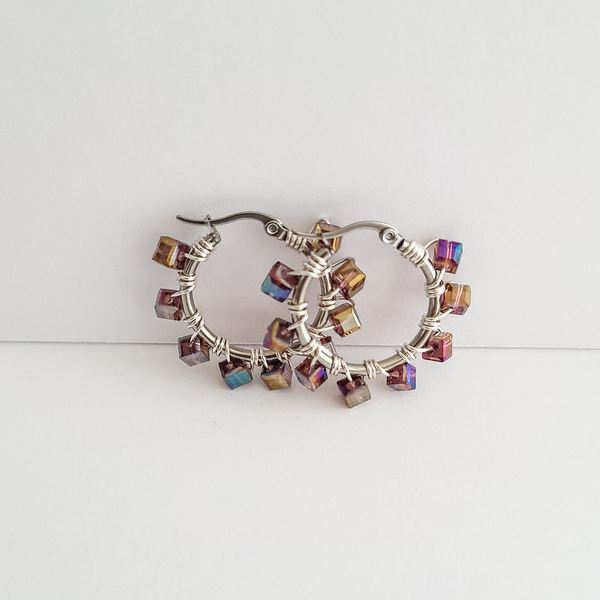 Mini Jessi "Purple" Hoops (Silver)