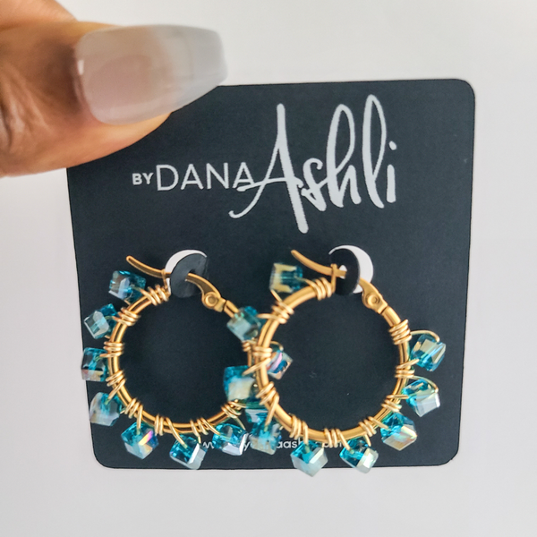 Mini Jessi "Blue" Hoops (Gold)