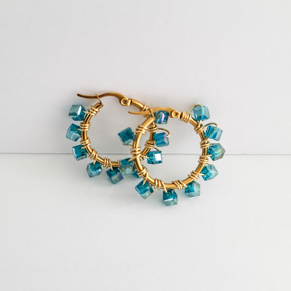 Mini Jessi "Blue" Hoops (Gold)