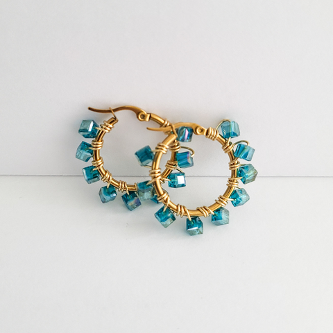 Mini Jessi "Blue" Hoops (Gold)
