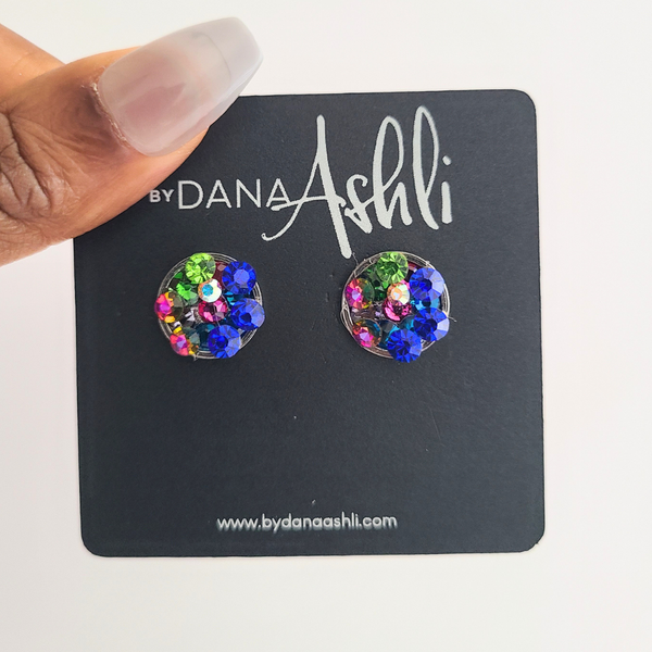 Staci Stud "Blue Fuchsia" Earrings