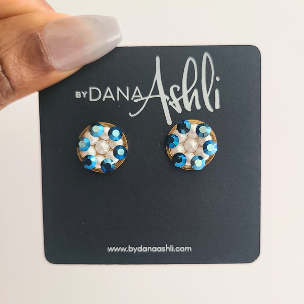Staci Stud "Blue Pearl" Earrings