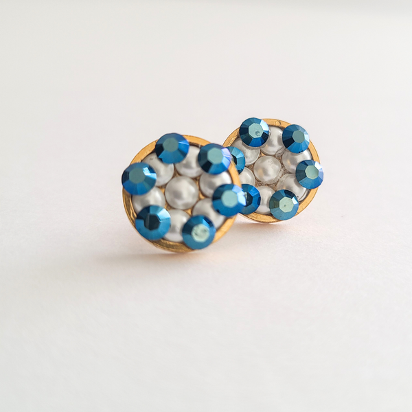 Staci Stud "Blue Pearl" Earrings