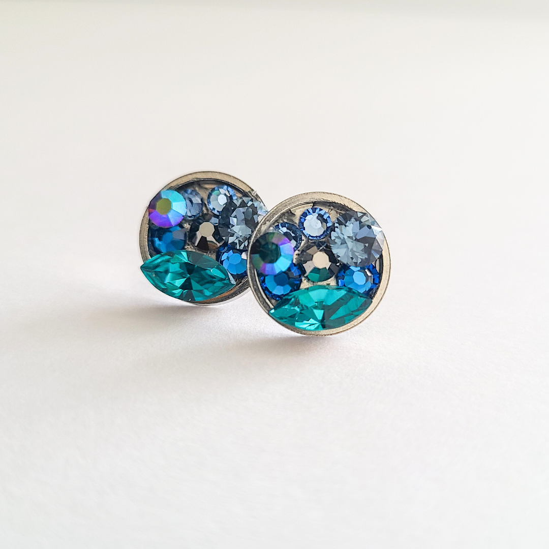 Staci Stud "Blue Teal" Earrings