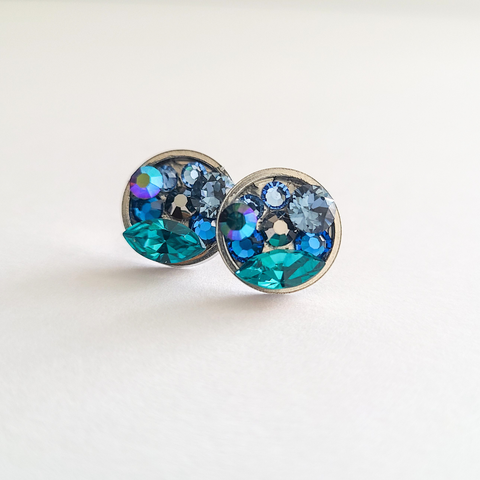 Staci Stud "Blue Teal" Earrings