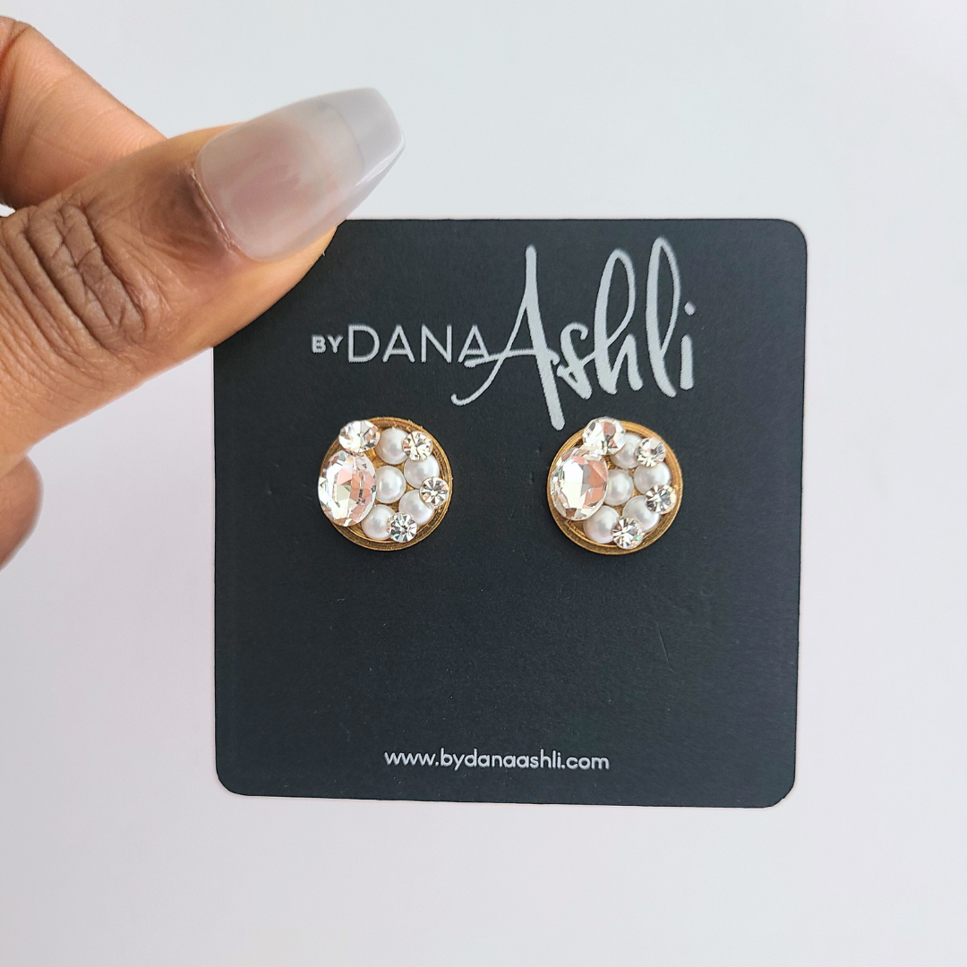 Staci Stud "Crystal Pearl" Earrings