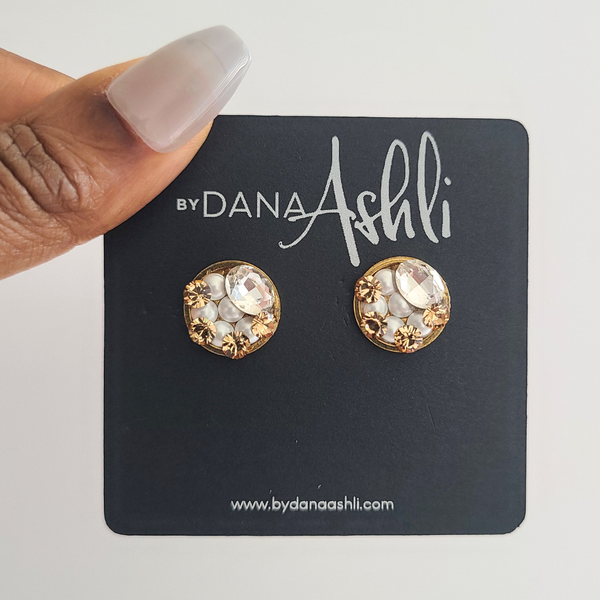Staci Stud "Golden Pearl" Earrings
