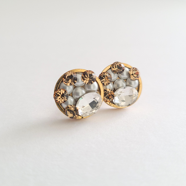 Staci Stud "Golden Pearl" Earrings