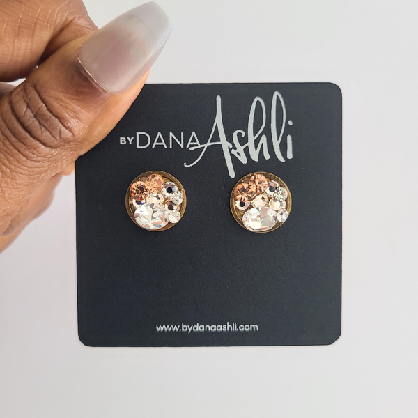 Staci Stud "Crystal Peach" Earrings